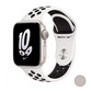 Apple Watch Nike SE (2022), 44 мм, корпус из алюминия цвета «сияющая звезда», спортивный ремешок Nike цвета «Чистая платина/Чёрный» - фото