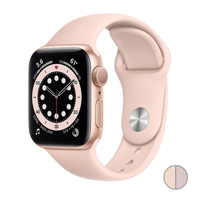 Watch Series 6, 44 мм, корпус из алюминия золотого цвета, спортивный ремешок цвета «розовый песок» (M00E3)