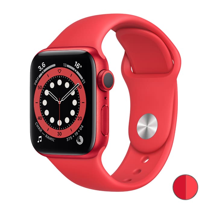 Watch Series 6, 44 мм, корпус из алюминия цвета (PRODUCT)RED, спортивный ремешок красного цвета (M00M3)